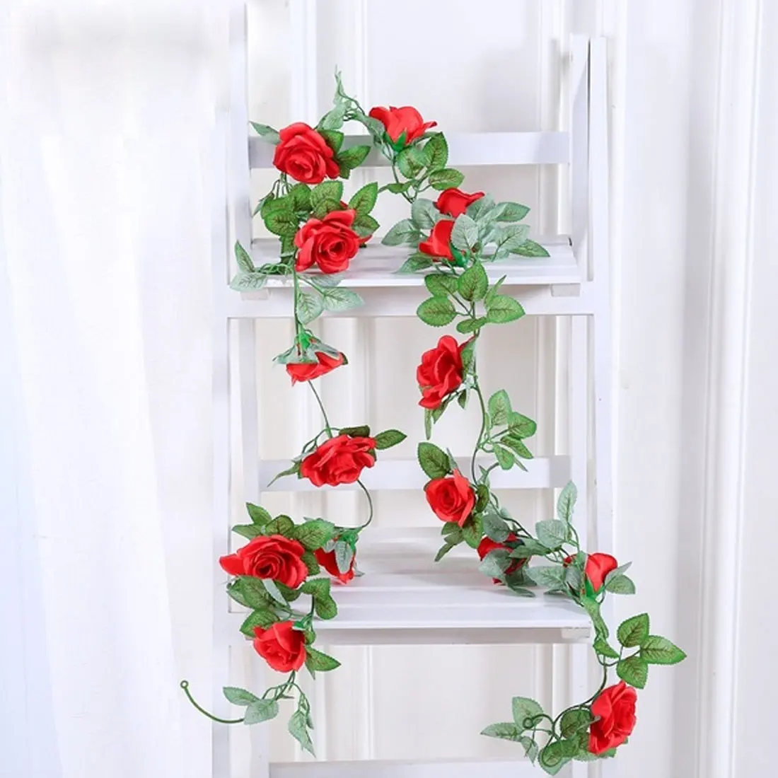 230 см искусственные шелковые розы лоза цветы плюща с зелеными листьями для дома