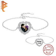 BELAWANG Лидер продаж стерлингового серебра 925 пробы индивидуальные фото Милая сердце браслет для женщин Роскошные Аутентичные Серебряные DIY ювелирные изделия