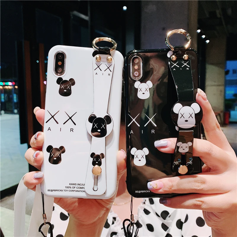 Мягкий чехол из ТПУ с ремешком на запястье для IPhone X Xs max XR 11 Pro Max чехол для iPhone 6 6s 7 8 plus, роскошный чехол-держатель для телефона с рисунком