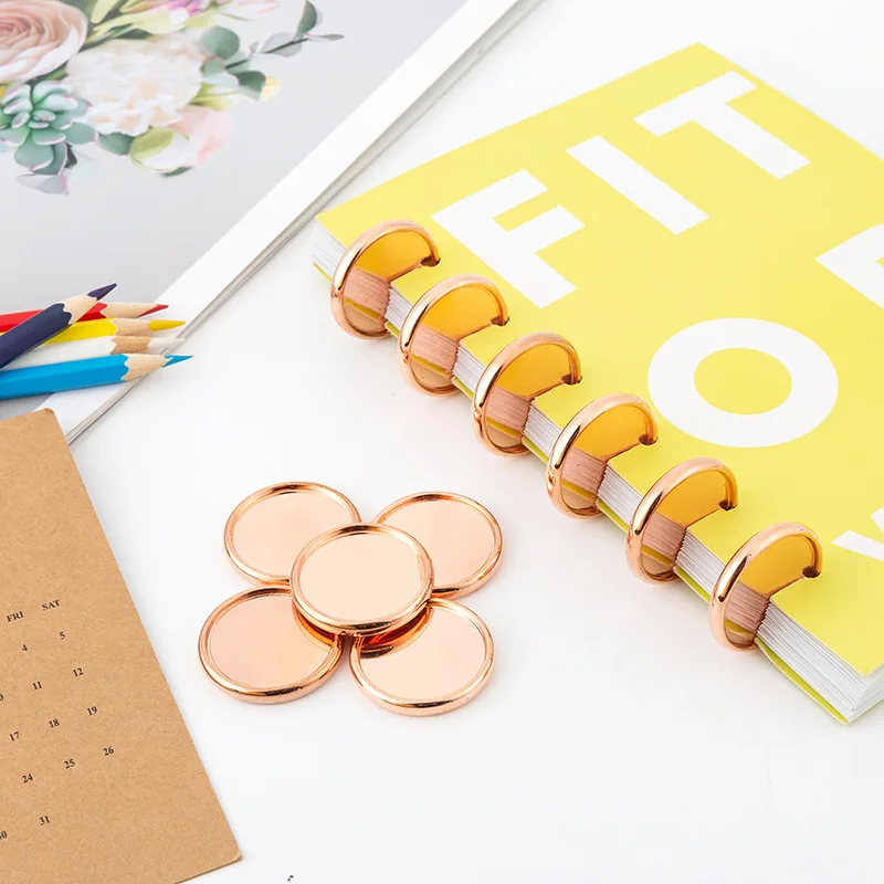 Rosa de oro de plástico de vinculante hebilla portátil Binder discos Binder anillo discos para planificador de accesorios para Scrapbooking para manualidades