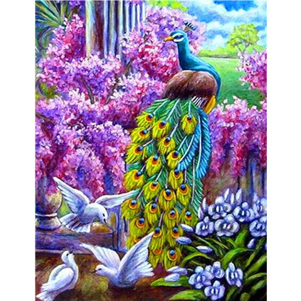 

5D DIY Diamond Embroidary Full Round Drill Mosaic Cross Stitch Animal Peacock 3D Diamond Painting kit Sticker Home Decor TY280