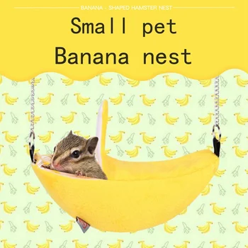 

2019 New Hamster Hanging House Hammock Cage Sleeping Nest Pet Bed Rat Hamster Toys Cage Swing Pet Banana Design Small Animals