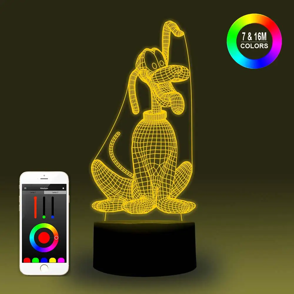 

NiteApps 3D Pluto Night Light Desk Table Illusion Decoration Lamp Holiday Birthday Gift APP/Touch Control