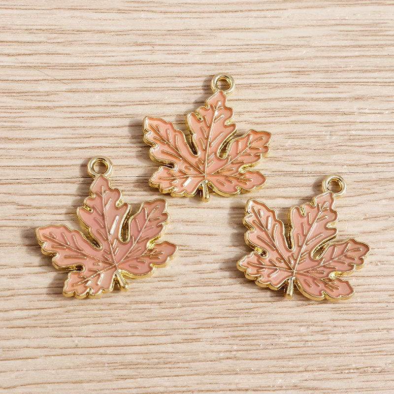 10 Stück 20 x 21 mm, 5 Farben, Emaille-Ahornblatt-Charms, Anhänger für die Herstellung von Halsketten, Ohrringen, Schlüsselanhänger, DIY-Schmuck, Bastelbedarf – Detail 7