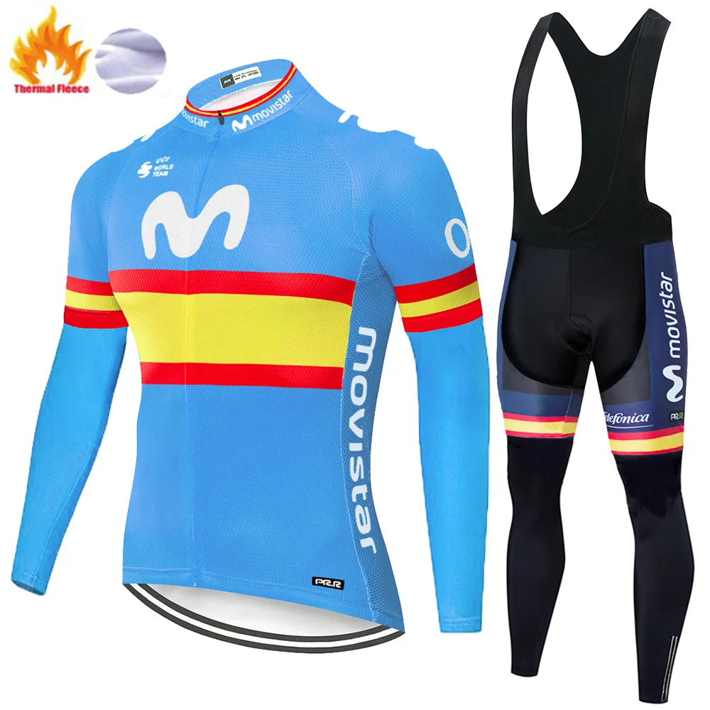 2019 12D гелевая команда с длинными рукавами maillot movistar Велоспорт Джерси Зимняя