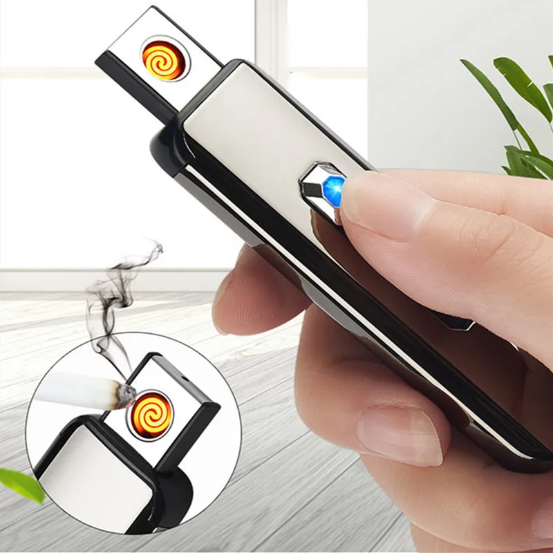 

Ultra-thin USB Double-side Charging Lighter Flameless Electronic Windproof Cigarette Lighter Tungsten Turbo Lighter Dropshipping