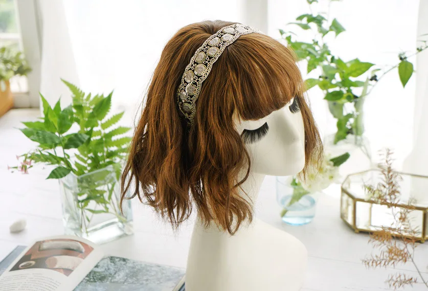 Корейские цветы ручной работы вышивка цветы ретро аксессуары для волос Бриллиантовая лента для волос банты Цветок Корона ободки для женщин 4