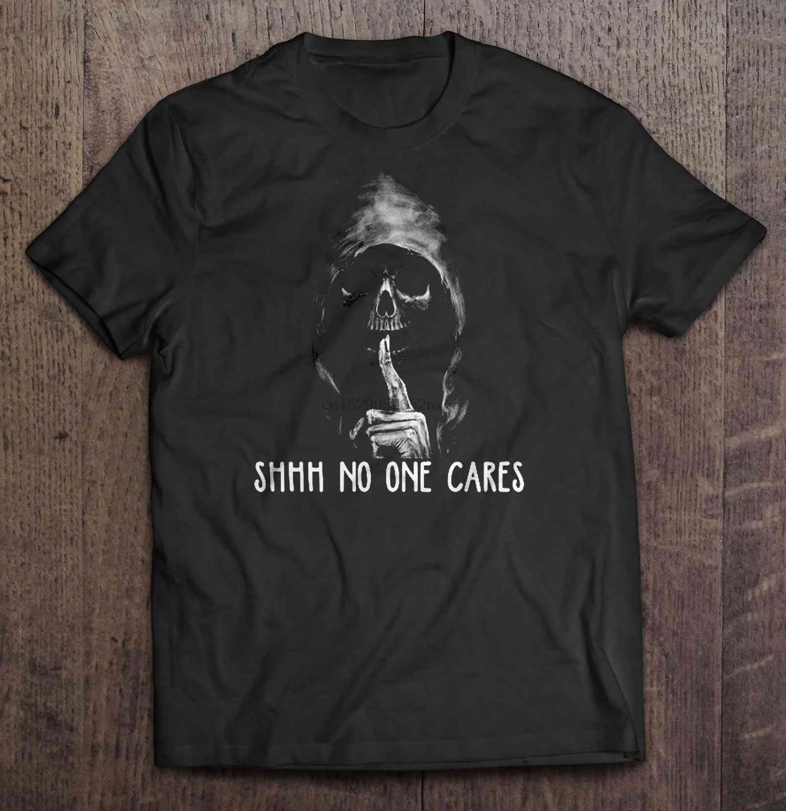 Мужская забавная футболка модная Shhh No One Cares версия черепа женская | одежда