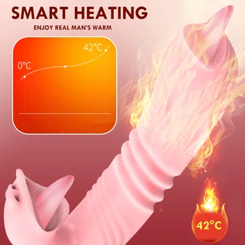 Double Tongue Cunnilingus Vibrators for Women Telescopic Rotating Dildo Heat Vagina Clitoris Stimulate Adult Sex Toys for Women 3