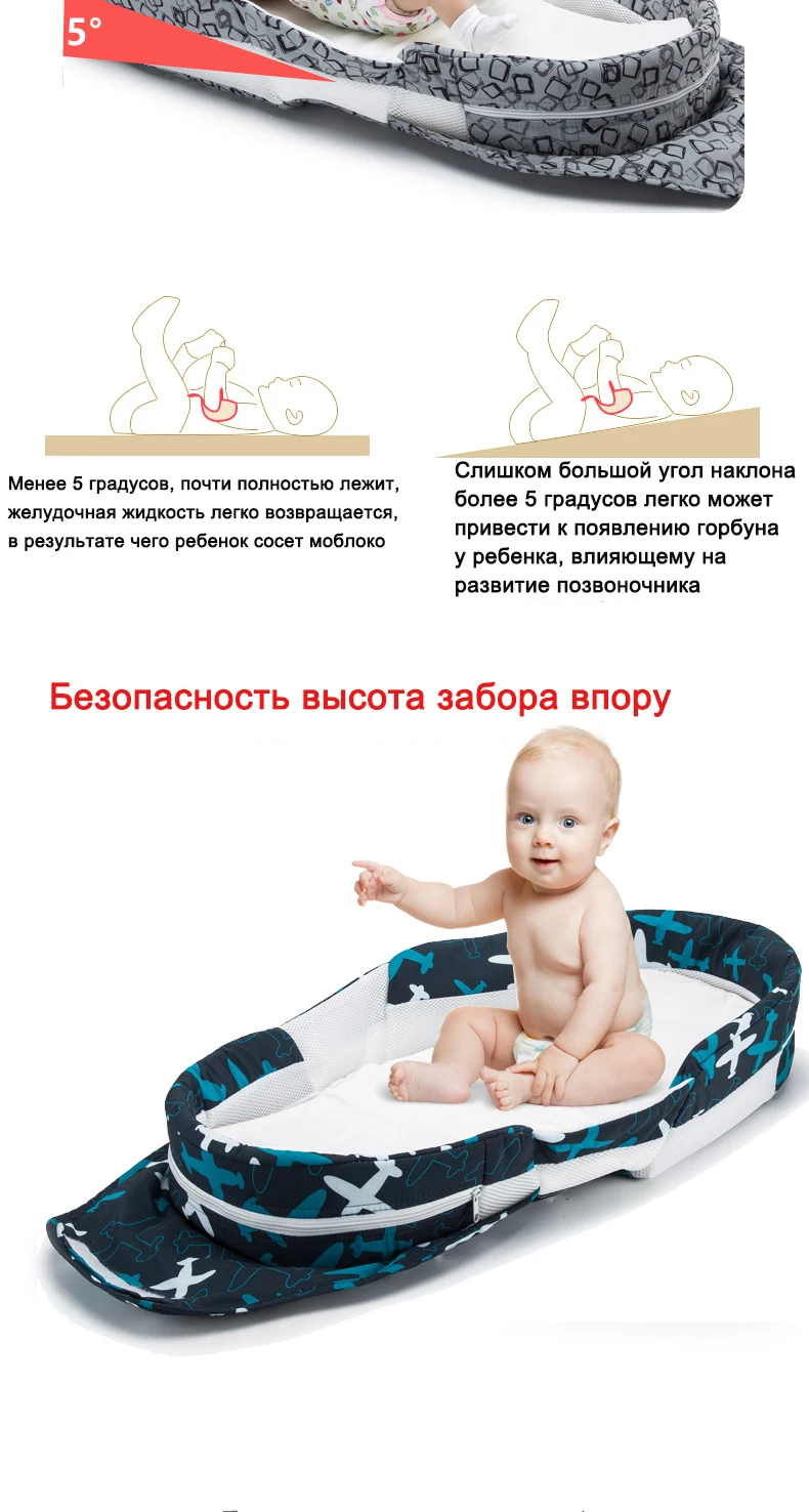 Детская кроватка для новорожденных 0-1 лет, портативная кровать в кроватке, многофункциональная Складная антиприжимная ББ бионическая кровать