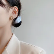  Korean Imitation Pearls Stud Earrings Geometric Circle Bowknot Flower Heart Leaf Sparkling Zircon Earrings For Women Girls Gift 