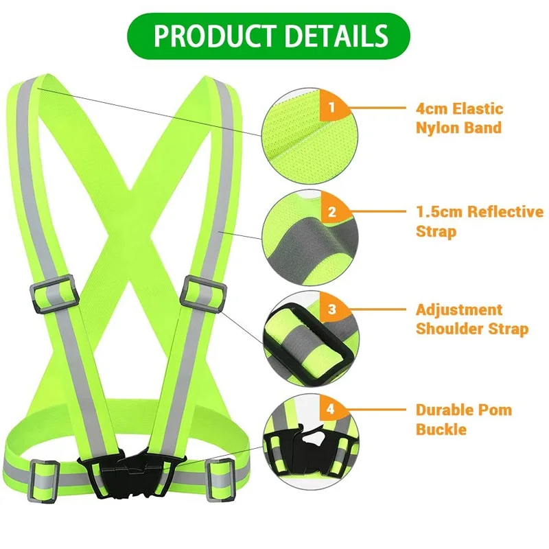 5 Colors Highlight Reflective Straps Night Running Riding Clothing Vest Adjustable Safety Vest Elastic Band For Adults Children