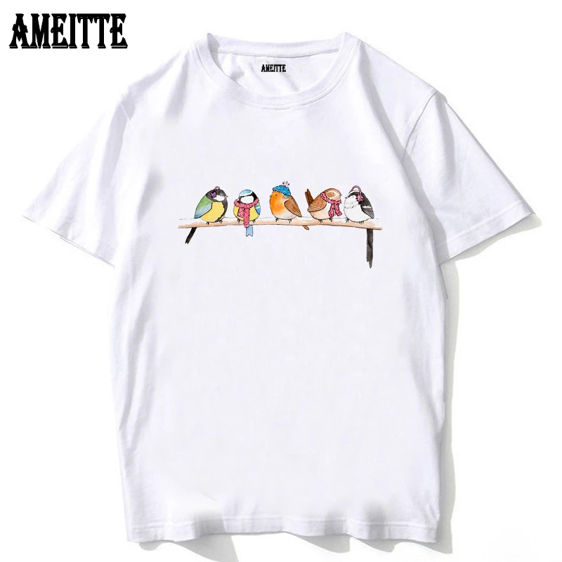 New Summer Fashion Men T-Shirt Winter Birdies Party Print Boy Casual Tops Funny Bird Design Tees Hip Hop Short Sleeve | Мужская одежда
