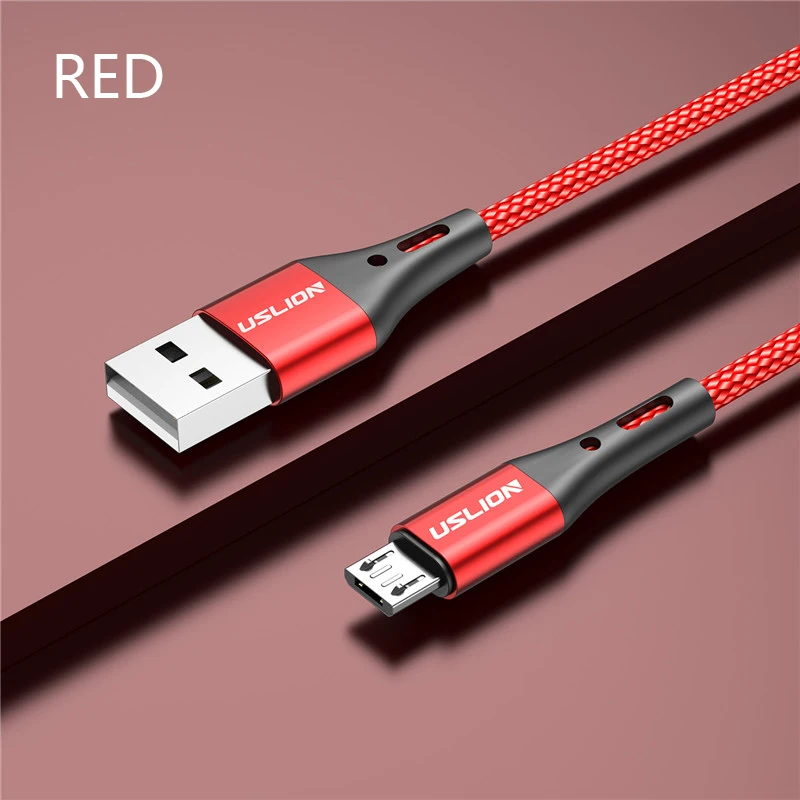 Red USLION 3 м Micro USB кабель Android для Xiaomi Redmi Note 5 Pro Phone 3A Быстрая зарядка для samsung S7 Micro зарядное устройство кабель для передачи данных - Цвет: Red