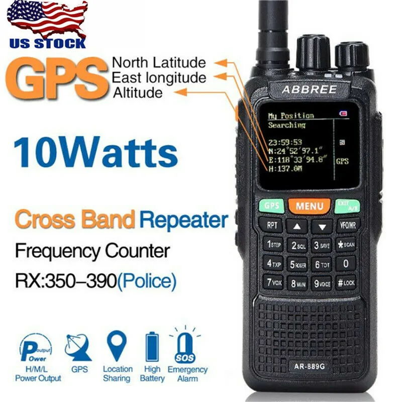Американский запас ABBREE AR-889G GPS 10 Вт высокомощная двухсторонняя радиостанция с