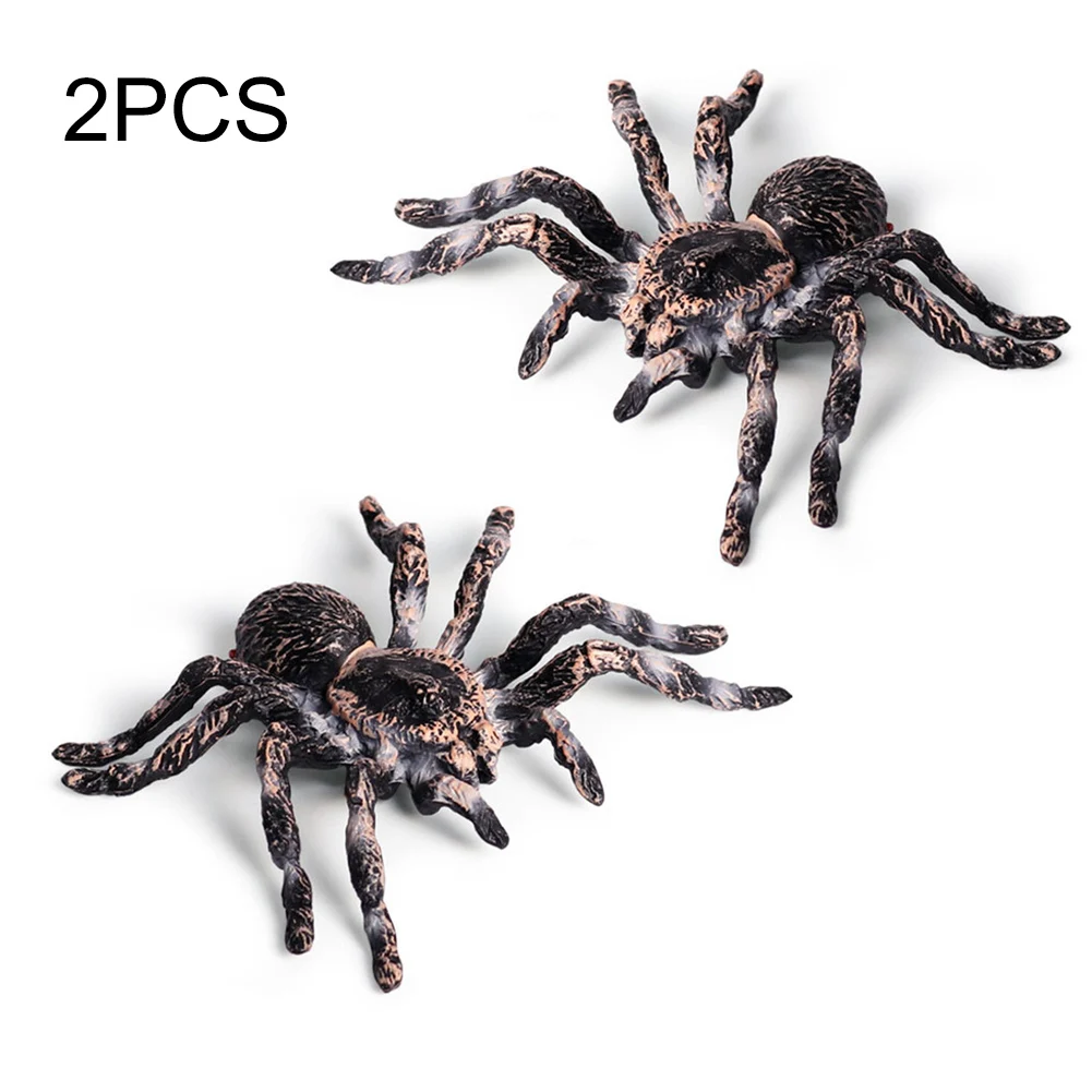 

2pcs Artificial Spider Halloween Decoration Simulated Spider Model Realistic Plastic Spider Figurines Kids' Educational Toy