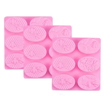 

3 Pack Bee Silicone Molds 6 Cavity Honeycomb Soap Mold, Beehive Cake Pan Mold for Homemade Craft, Ice Cube Tray