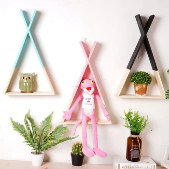 

Creative Triangle Wall Frame House Shelf Display Rack Living Room Bedroom Children Room Decoration Crafts Storage Rack Hot Sale