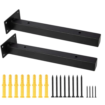 

Black Iron Shelf Bracket 10 Inch, DIY Open Shelving Industrial Art Style Wall Mounted Bracket 2Pcs Include Hardware
