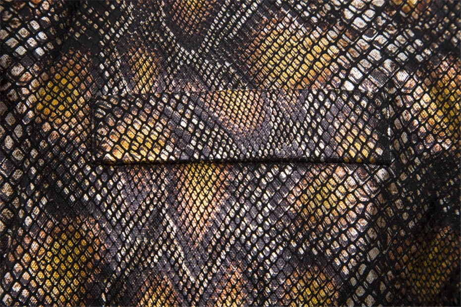 Мужские повседневные Костюмы и блейзеры Новое поступление мужской Тонкий Блейзер с принтом змеиной кожи куртка с вышивкой на одной пуговице WO073