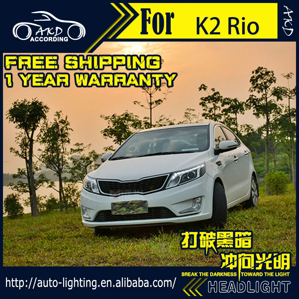 АКД стайлинга автомобилей Фара для Kia K2 фары 2011 2014 Rio светодиодный задний фонарь DRL
