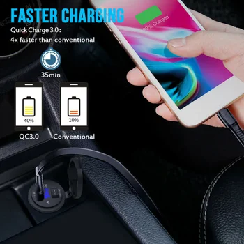 

12-24V QC3.0 USB Fast Charger Socket Outlet Blue On&Off Switch For Car Truck Waterproof Car Motorcycle Accessories Dual Phone