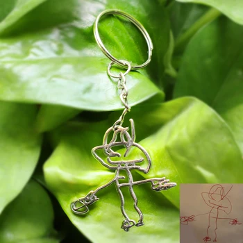 

Customized Children's Drawing Necklace Keychains Kid's Art Child Artwork Personalized Necklace Jewelry Christmas Gift For Kids