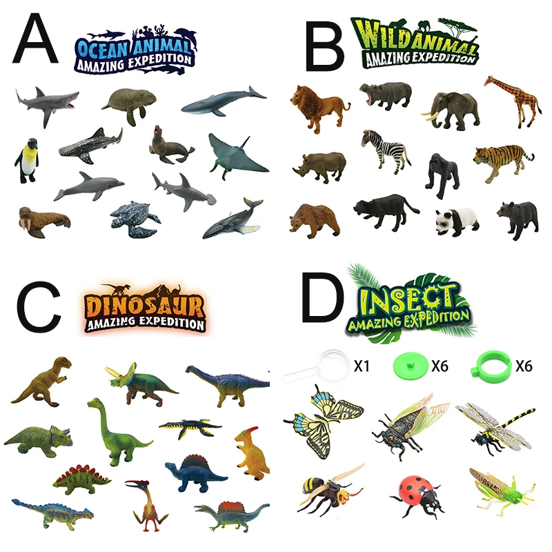 

6/12PCS/SET Kids Childrens Assorted Plastic Toy Wild Animals Dragon Dinosaur Collection Animal Collection Model Toys PVC