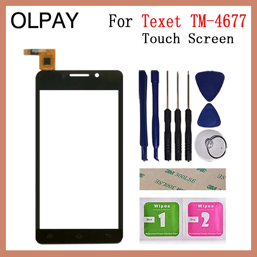 OLPAY 4,5 ''сенсорный мобильный телефон для Texet TM-4677 TM 4677 сенсорный экран стекло дигитайзер Сенсорная панель Переднее стекло Ремонт и инструменты