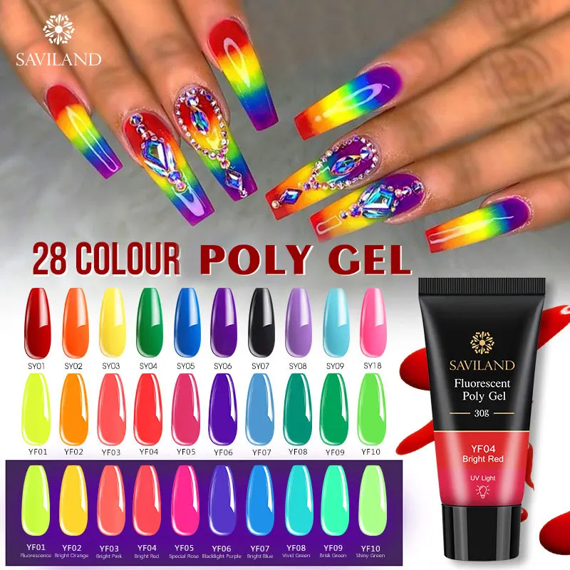 

SAVILAND Color Poly Gel Finger Extension 28 Colors UV Fast Builder Gel 30g Polygel Nail Gel Hard Gel Nail Polish