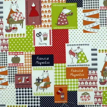 

1 yard Cotton Linen Fabric for sewing pathwork, bedding, hadmaking, Sewing Goat and patch - green (width=140cm)