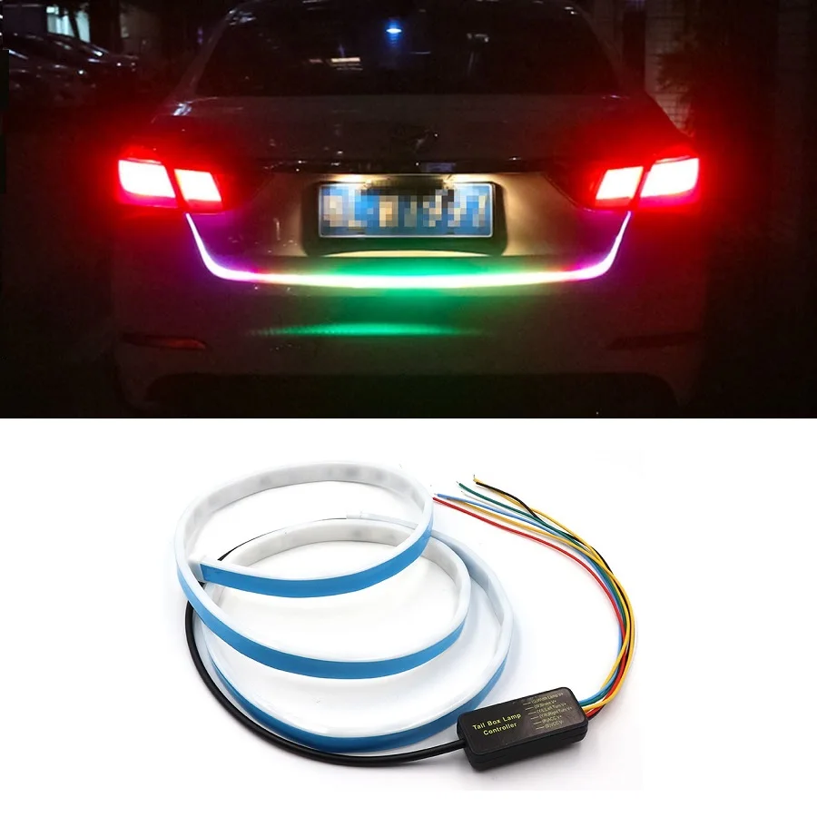 Eurs 120cm Led Dynamic Streamer Turn Signal Tail Box Trunk Lights Strip Car Styling Warning Decorative Lamp Aliexpress 