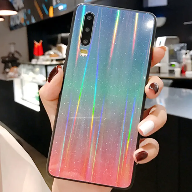 Блестящий чехол Aurora для Huawei Nova 5 5i Pro 4 3 3i с закаленным стеклом Y7 Y9 2019 Honor чехлы |