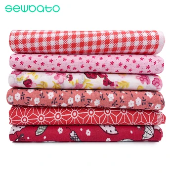 

SEWBATO 6Pcs 50*50cm Cotton Fabric Patchwork Handmade Charm Pack Patchwork Bundle Fabrics DIY Quilting Sewing Textile Material