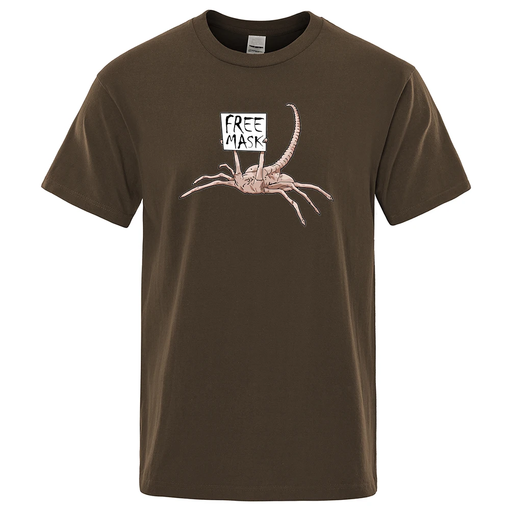 Camiseta estampada com máscara grátis da Alie, camiseta de terror com estampa de Escorpião, camiseta respirável de verão, roupa de hip hop, algodão, streetwear_voghion.com