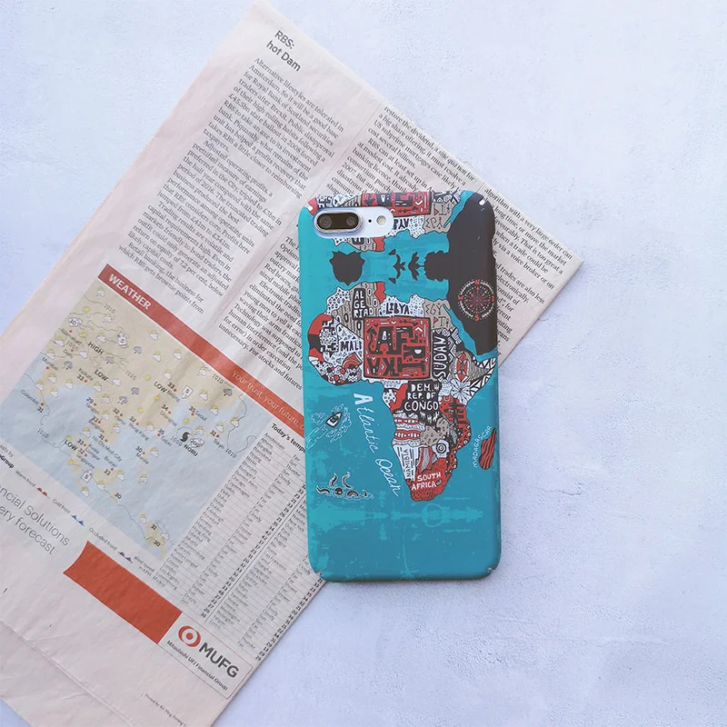 multicolor Africa map Plastic hard shell case For iphone 11 Pro max XR X XS MAX 6 6S 7 8 Plus cover case