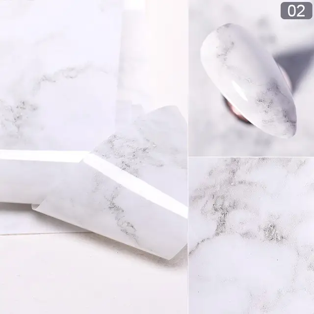 1 Box Glitter Marble Series Nail Transfer Foil Stickers Gold White And Black Bright Slider For Nails DIY Decoration Manicures 06