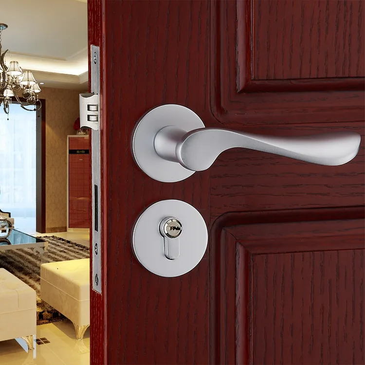 

European-Style Alumimum Solid Door Lock Mechanical Door Lock Two-Piece Door Lock Solid Wood Lock Bedroom Doorknob Protector