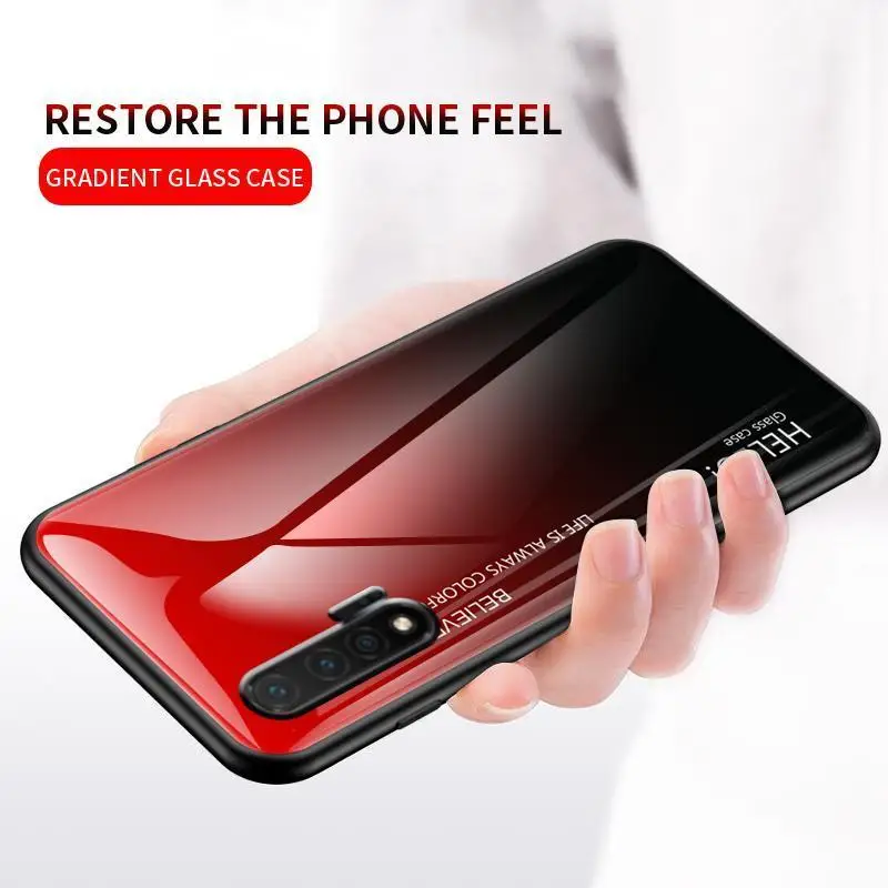 Gradient Glass Hard Cases For Huawei Nova 5T 6 SE P Smart Z 2019 P30 P20 Lite Cover Mate30 Mate20 Soft Frame Coque |