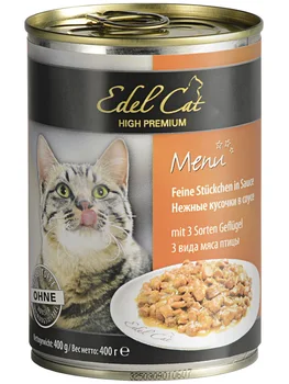 

EDEL CAT EDEL CAT for adult cats with 3 kinds of poultry in sauce 400g