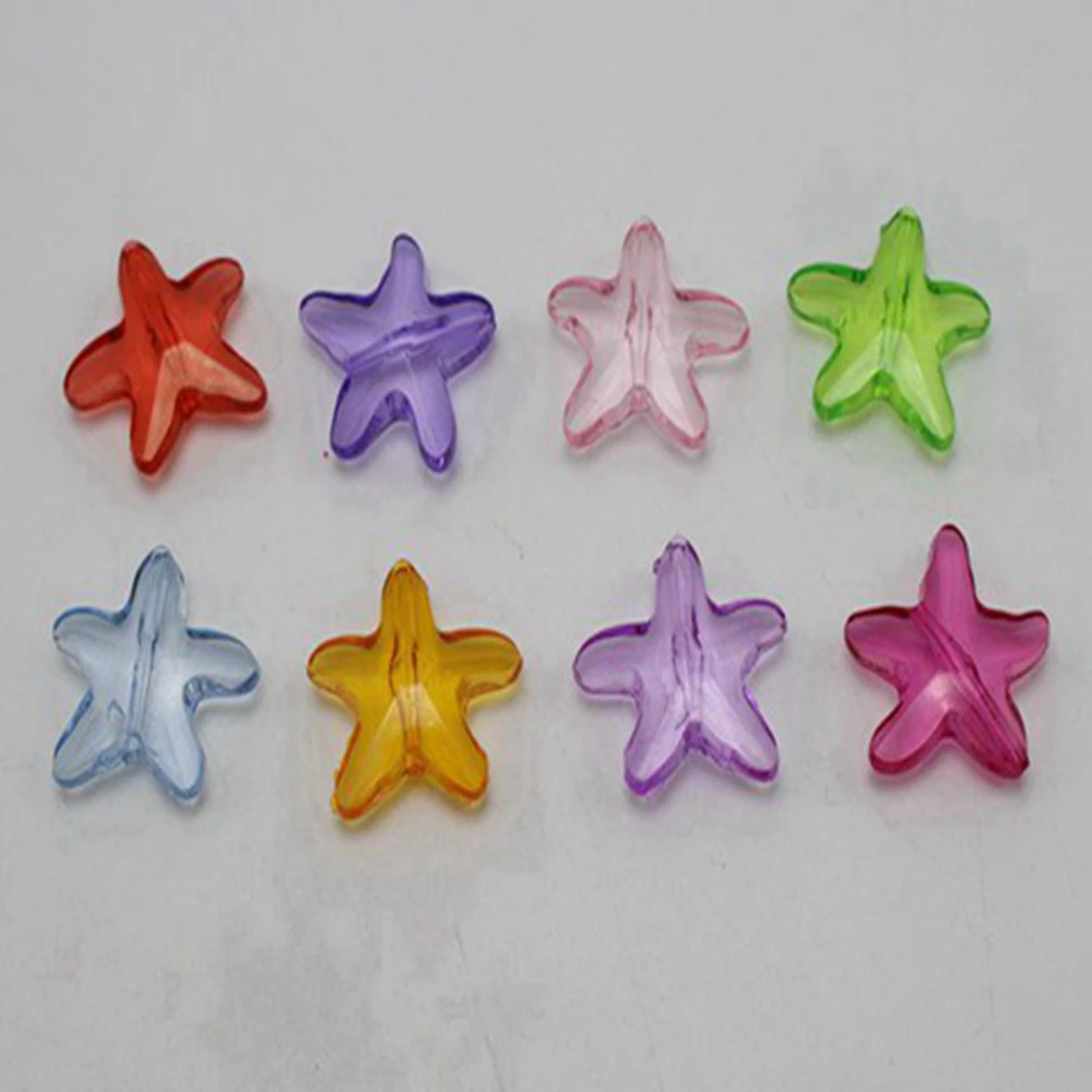 

100 смешанных цветов прозрачные акриловые Морская звезда Шарм бусины 20 мм