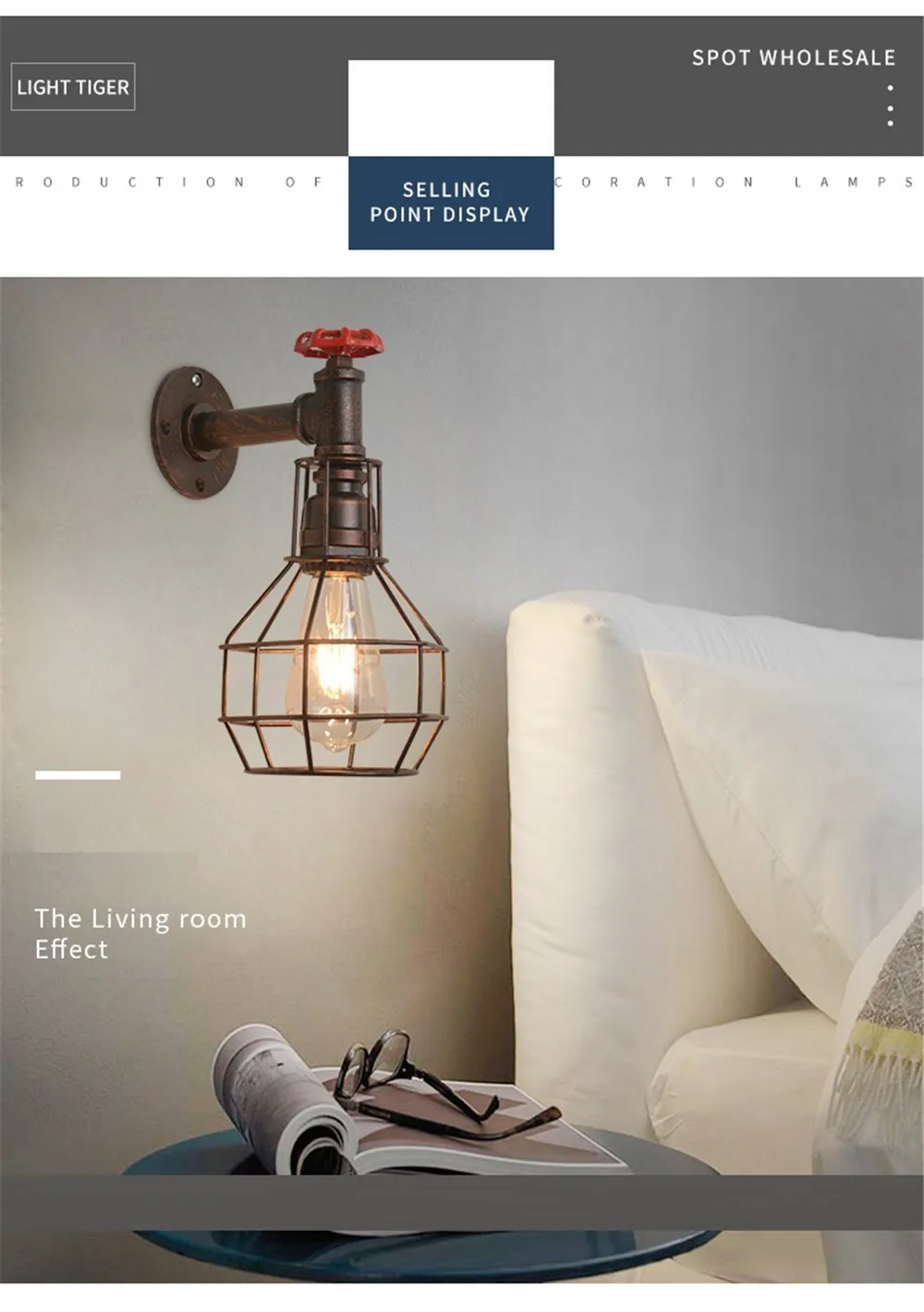 Industrial Water Pipe Light Vintage LED Wall Lamp Loft Edison Sconce Wall Lights Rust Iron Home Decor Lighting Retro Luminaire (8)