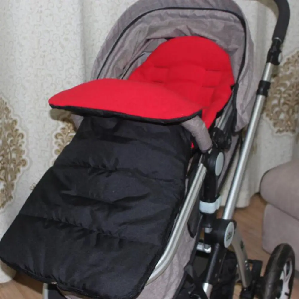 Baby Stroller Sleeping Bag Windproof Winter Autumn Baby Sleep Sack Bunting Bag Warm Foot Cover Newborn Cotton Seat Cushion Pad - Цвет: red