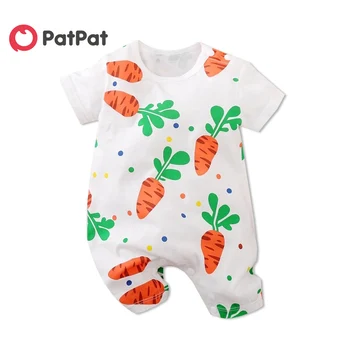 

PatPat 2020 New Arrival In Stock Summer and Spring Baby Carrot Allover Bodysuit One Pieces Baby Boys and Girls Clothes