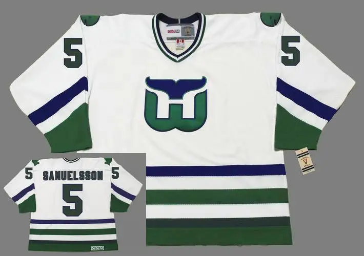 

#5 Ulf Samuelsson Hartford Whalers Ice Hockey Jersey Mens Embroidery Stitched Customize any number and name Jerseys