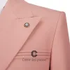 Cenne Des Graoom Men's Suits One Button Double Breasted Pink Tailor-Made Blazer Pants Business Causal Party Singer Groom Wedding 2