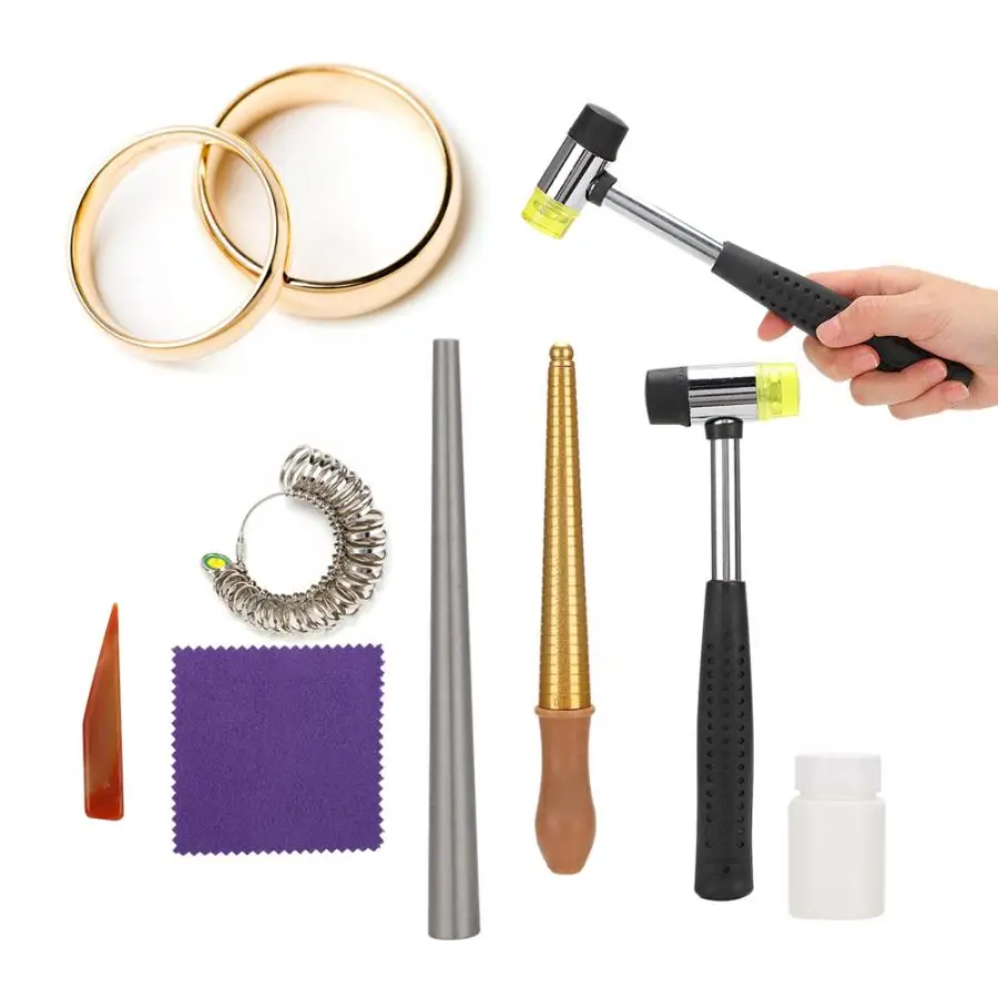 7pcs/ set Jewelry Washing Fluid Polishing Knife Finger Ring Mandrel Stick Ring Sizer Jewelry Polishing Making Tool Accessories