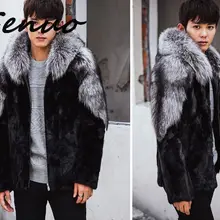 Genuo, новинка, S/6Xl, мужские пальто из искусственного меха, пэчворк, с капюшоном, зима, осень, теплая, из кусков, меховая верхняя одежда размера плюс, Мужская Меховая одежда