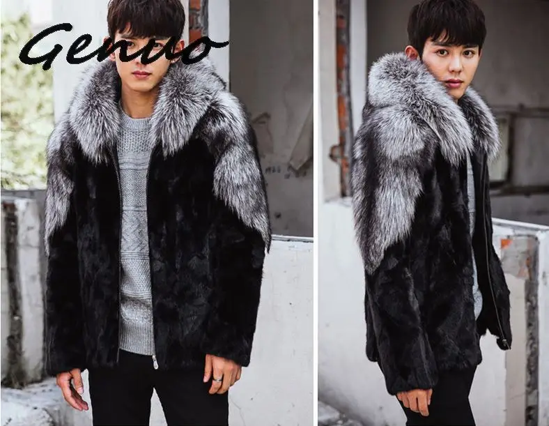 Genuo Новинка S/6Xl мужские пальто из искусственного меха лоскутное с капюшоном зима Осень Теплый лоскутный мех верхняя одежда плюс размер