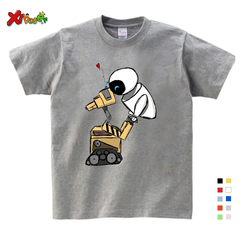 Wall-E Eve Robot Couple Cartoon Funny T Shirt Homme Jollypeach New Breathable Tshirt Kids Short Sleeve Children T-shirt 3T 5T 9T
